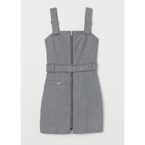 H&M houndstooth Suspender Dress black & White